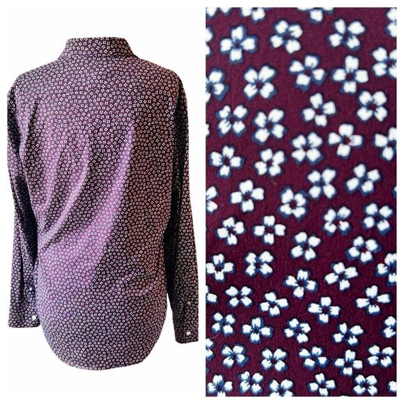 Bonobos Purple White Floral Slim Fit Button Front Shirt - Medium - Picture 3 of 9